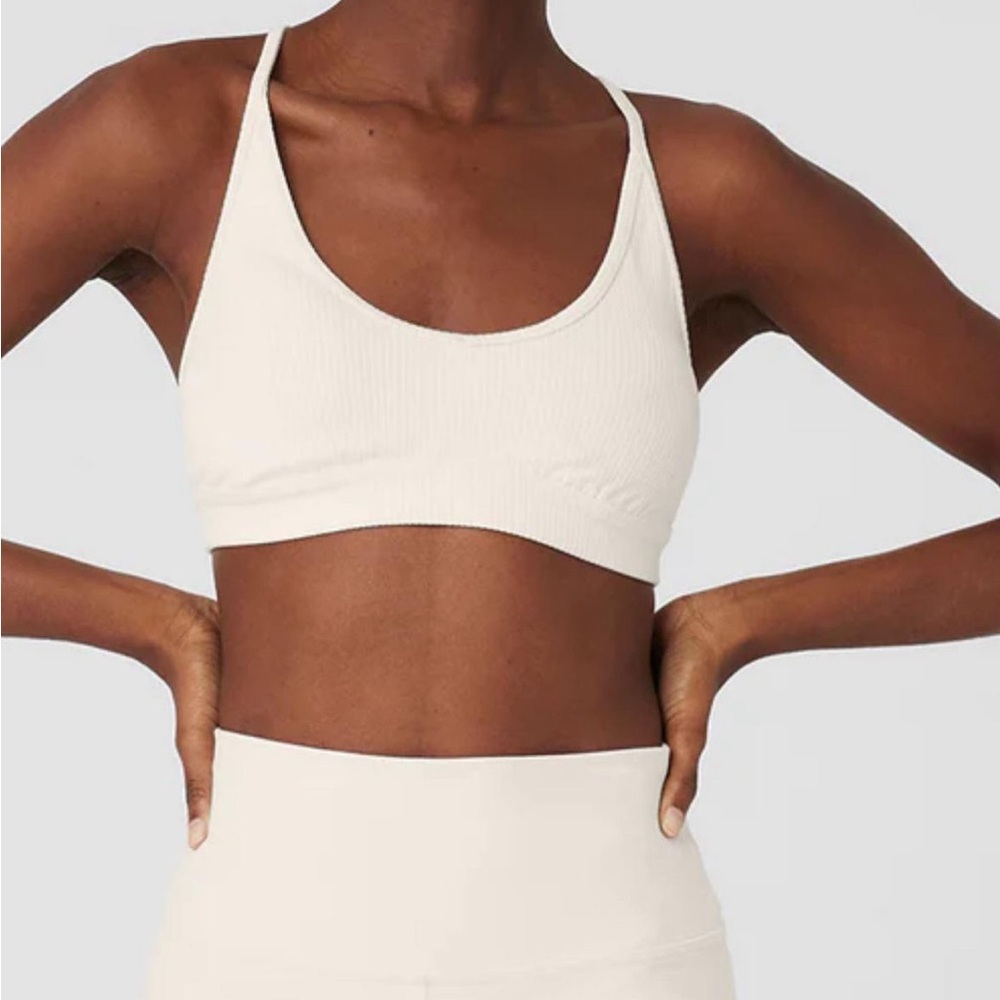 EUC BLACK Alo Yoga Ribbed Blissful Bra